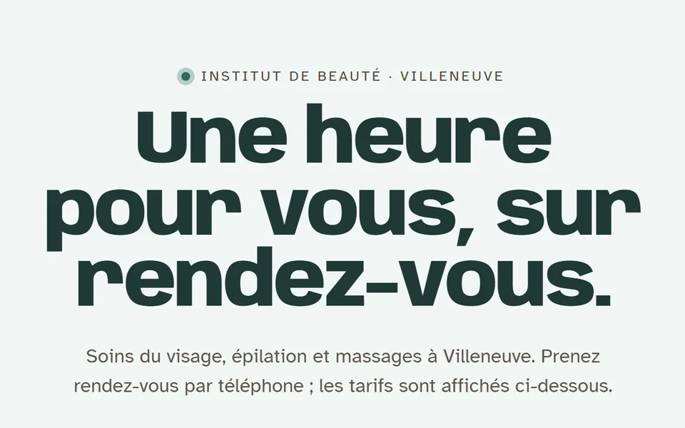 Nouveau site : « Une heure pour vous, sur rendez-vous. » en grand.