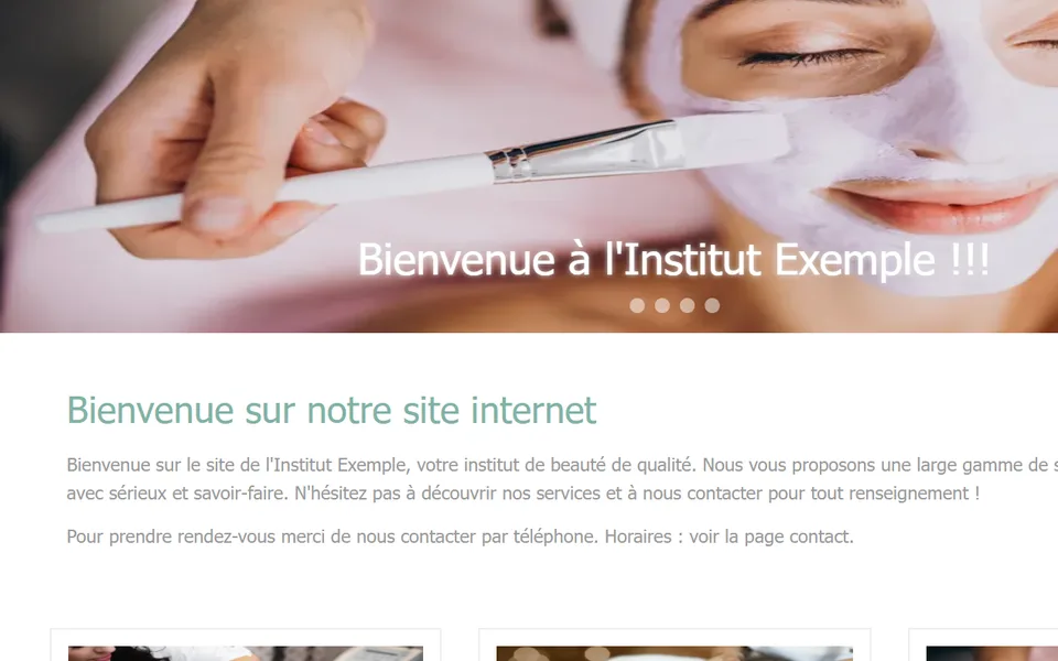 Ancien site : « Bienvenue à l'Institut Exemple !!! » puis « Bienvenue sur notre site internet ».